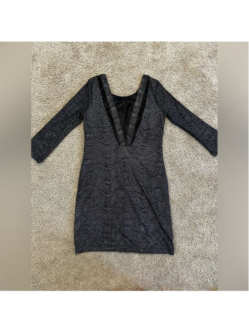 BCBGeneration Black Metallic Mini Dress Extra Small Open Back